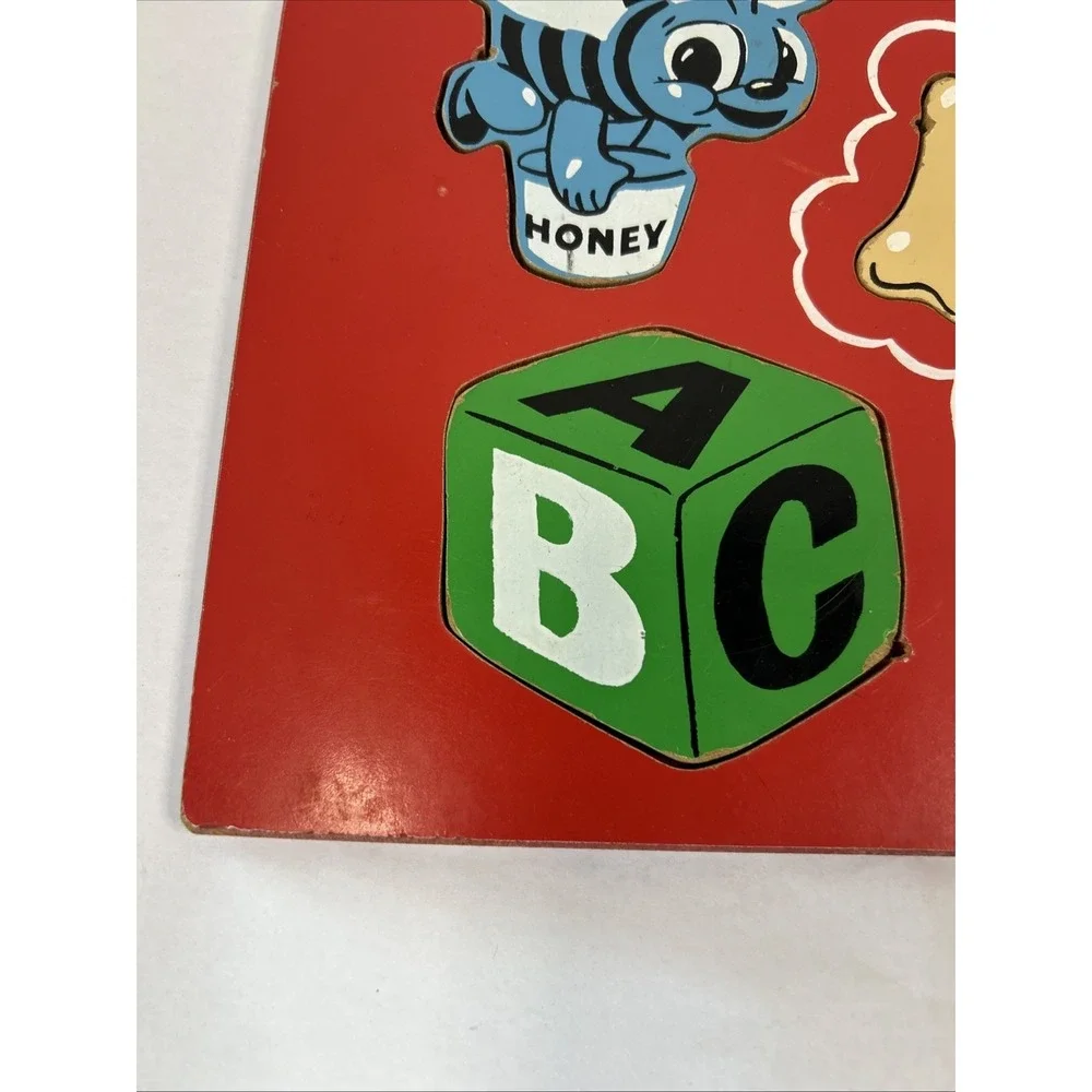 Vintage SIFO Wooden Toy Puppy Honey Bee Shape Puzzle‎ Read
